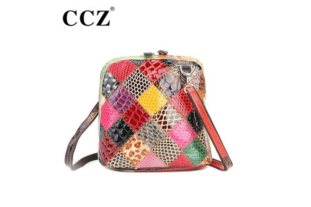 Отзыв на Сумка Aliexpress CCZ Fashion Women's Colorful Genuine Leather Shoulder Bags Snakeskin Women Messenger Bag 2015 Brand Small Crossbody Bags SL011F